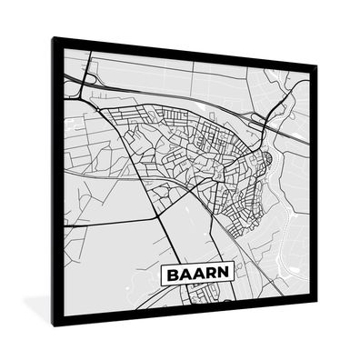 Poster - 40x40 cm - Stadtplan - Baarn - Grau - Weiß