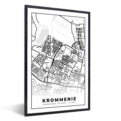 Poster - 20x30 cm - Karte - Krommenie - Schwarz - Weiß