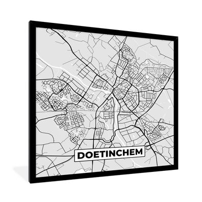 Poster - 40x40 cm - Stadtplan - Doetinchem - Grau - Weiß