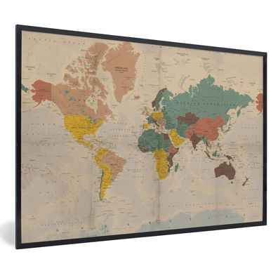 Poster - 30x20 cm - Weltkarte - Vintage - Atlas