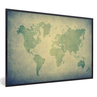 Poster - 90x60 cm - Weltkarte - Globus - Grün