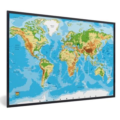Poster - 120x80 cm - Weltkarte - Atlas - Farben