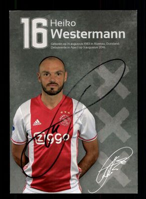 Heiko Westermann Autogrammkarte Ajax Amsterdam 2016-17 Original Signiert