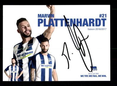 Marvin Platthenhardt Autogrammkarte Hertha BSC Berlin 2016-17 Original Signiert