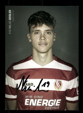 Niklas Geisler Autogrammkarte Energie Cottbus 2021-22 Original Signiert