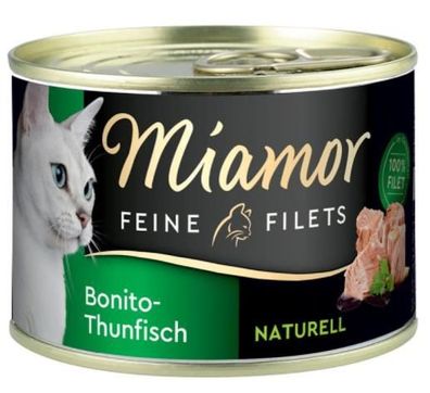 Miamor - Feine Filets ¦ Bonito-Thunfisch Naturell - 12 x 156g ¦ nasses Katzenfutte...