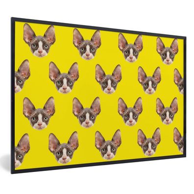 Poster - 90x60 cm - Haustier - Muster - Gelb