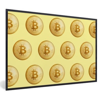 Poster - 60x40 cm - Bitcoin - Gold - Muster - Gelb