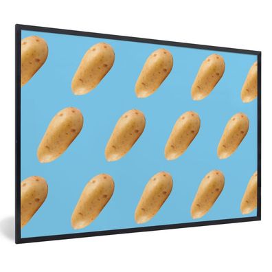 Poster - 30x20 cm - Kartoffel - Muster - Blau