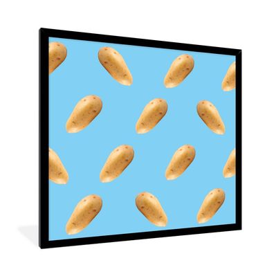 Poster - 40x40 cm - Kartoffel - Muster - Blau