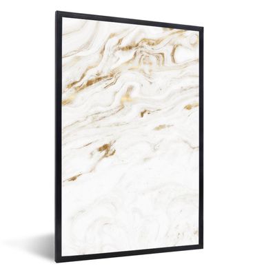 Poster - 40x60 cm - Marmor - Gold - Weiß
