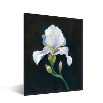 Poster - 60x80 cm - Iris - Blume - Weiß