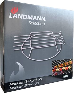 Landmann Grillspieß-Set Grillspießaufsatz BBQ Edelstahl 5 Grillspieße NEU
