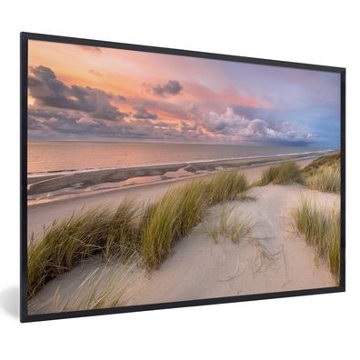 Poster - 90x60 cm - Strand - Meer - Düne - Niederlande - Rosa