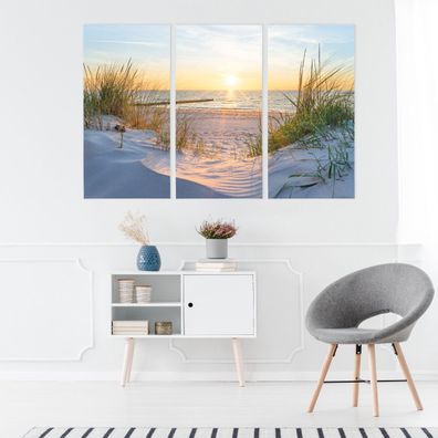 Leinwand Bilder SET 3-Teilig SEA Strand Dünen 3D Landschaft Wandbilder xxl 2219