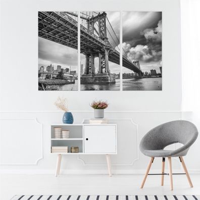 Leinwand Bilder SET 3-Teilig 3D Manhattan Brücke 3D Dekor Wandbilder xxl 2224