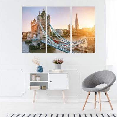 Leinwand Bilder SET 3-Teilig LONDON Turmbruecke 3D Wandbilder xxl 2234