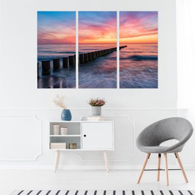 Leinwand Bilder SET 3-Teilig MEER Wolken Land 3D Wandbilder xxl 2264