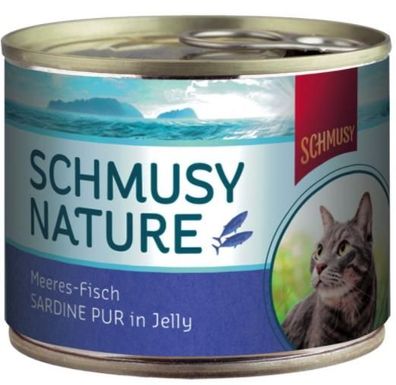 Schmusy-Nature ¦ Meeres-Fisch - Sardine Pur in Jelly - 12 x 185g ¦ nasses Katzenfu...