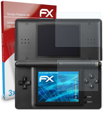 atFoliX 3x Schutzfolie kompatibel mit Nintendo DS-Lite Displayschutzfolie klar
