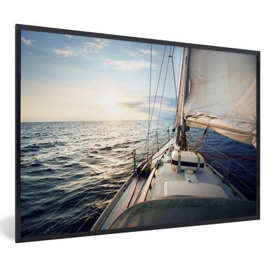 Poster - 30x20 cm - Meer - Segelboot - Sonne