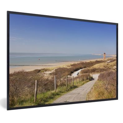 Poster - 30x20 cm - Strand - Meer - Leuchtturm - Niederlande