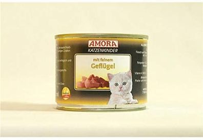 AMORA ¦ Fleisch pur Katzenkinder - Geflügel - 6 x 200g ¦ nasses Katzenfutter in ...