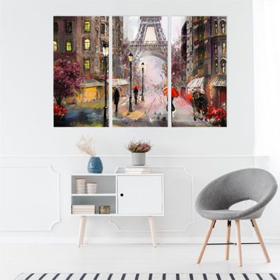 Leinwand Bilder SET 3-Teilig Leinwand Pariser Straße Stadt Wandbilder xxl 2395