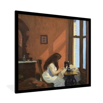 Poster - 40x40 cm - Mädchen an der Nähmaschine - Edward Hopper