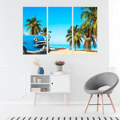 Leinwand Bilder SET 3-Teilig KUBA Tropischer Strand 3D Wandbilder xxl 2470