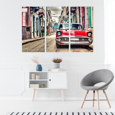 Leinwand Bilder SET 3-Teilig Havanna Retro Chevrolet Dekor Wandbilder xxl 2475