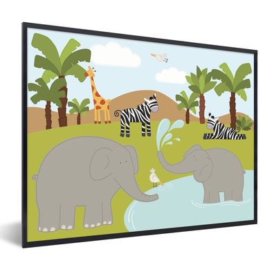 Poster - 40x30 cm - Minimalismus - Tiere - Dschungel