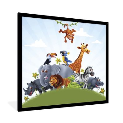 Poster - 40x40 cm - Dschungel - Illustration - Wilde Tiere