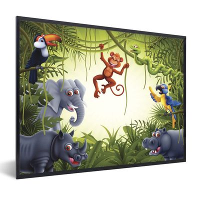 Poster - 40x30 cm - Illustration - Wilde Tiere - Dschungel
