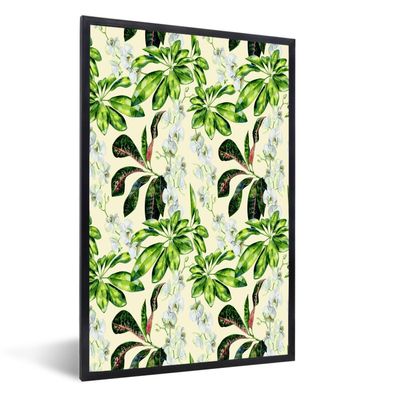 Poster - 60x90 cm - Vintage - Blätter - Grün