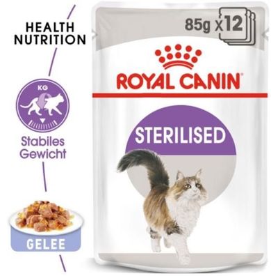 Royal Canin ¦ Sterilised in Gelee - 12 x 85g ¦ nasses Futter in Pouchbeutel für ...