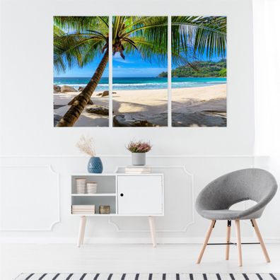 Leinwand Bilder SET 3-Teilig PALME Strand Meere Landschaft 3D Wandbilder 2555