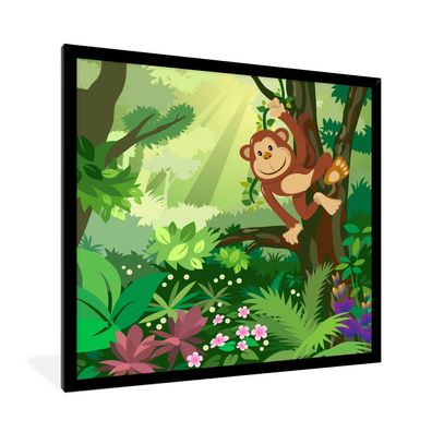 Poster - 40x40 cm - Illustration - Affe - Dschungel