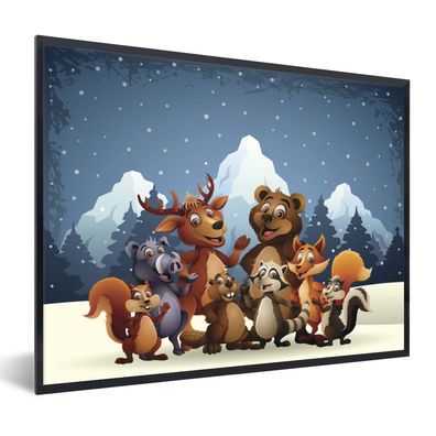 Poster - 40x30 cm - Illustration - Schnee - Wilde Tiere