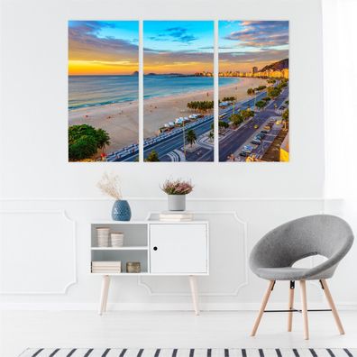 Leinwand Bilder SET 3-Teilig Strand Ozean Sonnenaufgang 3D Wandbilder xxl 2630