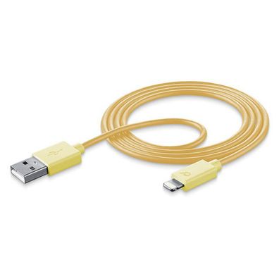 Cellularline 1m USB 2.0 Lade Datenkabel für Apple iPhone 11 12 13 Pro USB A Gelb