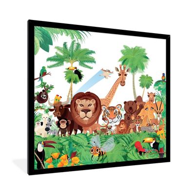Poster - 40x40 cm - Wilde Tiere - Dschungel - Illustration