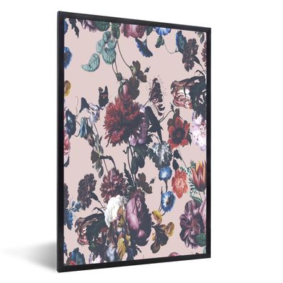 Poster - 40x60 cm - Blumen - Muster - Vintage