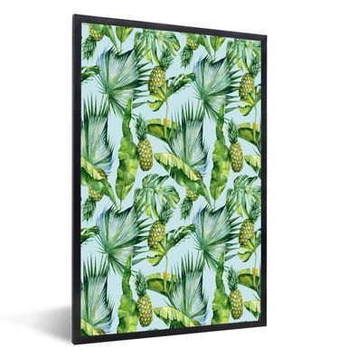 Poster - 40x60 cm - Blätter - Ananas - Vintage