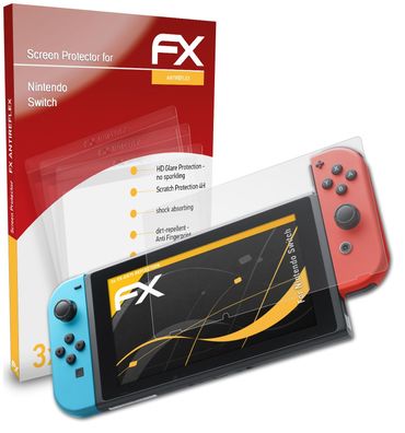 atFoliX 3x Schutzfolie kompatibel mit Nintendo Switch Panzerfolie matt&stoßfest