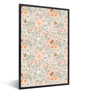 Poster - 40x60 cm - Sommerblumen - Pastell - Muster