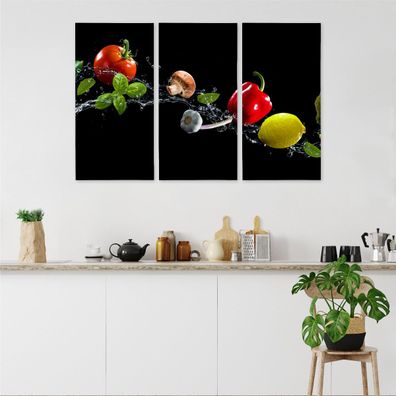 Leinwand Bilder SET 3-Teilig Pilz Tomate Basilikum 3D Wandbilder xxl 2836