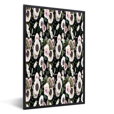 Poster - 20x30 cm - Blumen - Rosen - Anemone - Flieder