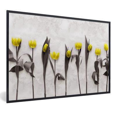 Poster - 120x80 cm - Blumen - Tulpen - Marmor