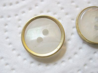 1 Kunststoffknöpfe goldfarben transparent Perlmuttschimmer 15x3mm 2 Loch Nr 4161